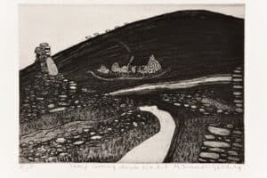 Sheep coming down the hill le Maria Simonds-Gooding